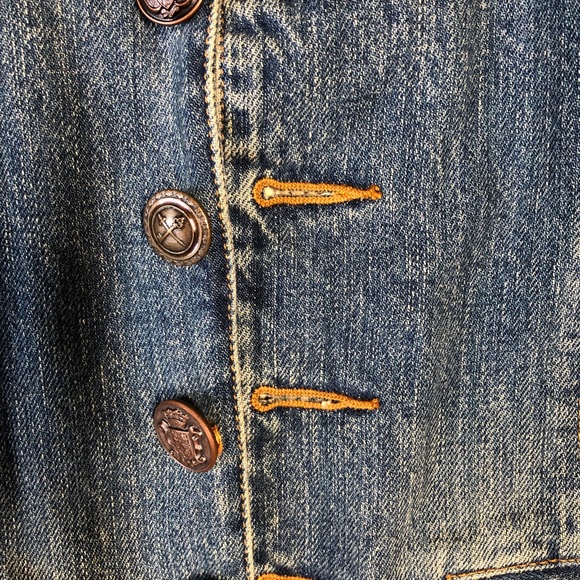 RARE: Ralph Lauren Jean Jacket with Gold Accents Size 2. - Picture 10 of 14